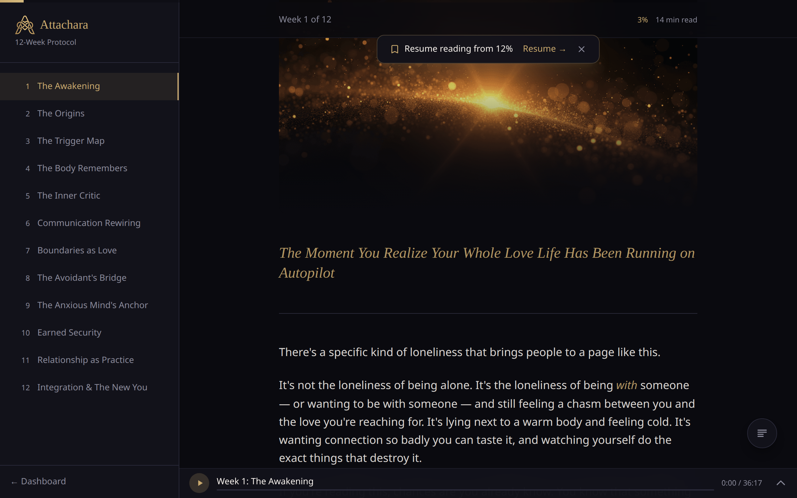 Audio sessions for every week